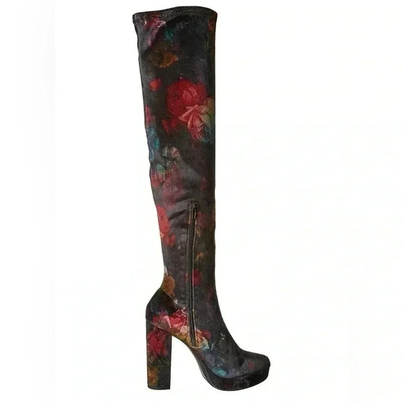 Madden Girl Groupie by Steve Madden Women's Thigh High Boots Floral Print NWOT - Picture 6 of 14